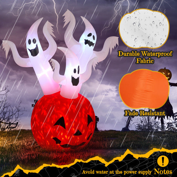 5.9 FT Halloween Inflatable Pumpkin Ghost Outdoor Decorations, Scary Blow Up Yard Decor With Built-in LED Lights For Holiday Party Yard Lawn Garden Decor Indoor Outdoor 12V EX-STOCK