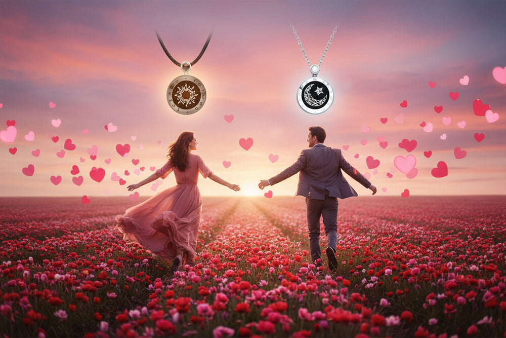 Collier Pendentif en Agate Amoureux Soleil & Lune pour Couples, Cadeau d'Amour à Induction Intelligente - EX-STOCK Canada 