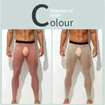 Men's Ultra thin Ice Silk Long John Skinny Flesh Nude Reflective Slim Leggings - EX-STOCK CANADA