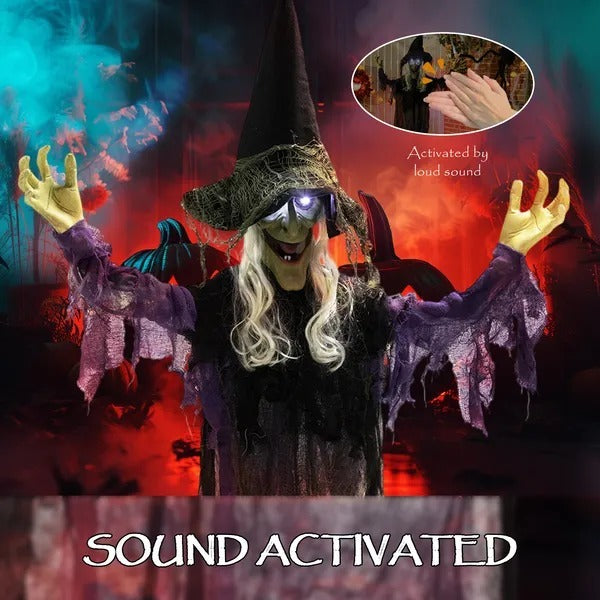 Life Size Halloween Animated Hanging Witch With Glowing LED Eyes, Scary Halloween Decorations, Battery Operated EX-STOCK Canada 