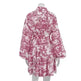 Ink Print Long Sleeve Floral Short Mini Skater Dress With Fashion Puffy Sleeve Lapel Tie A-Line Dress Clothing - EX-STOCK CANADA