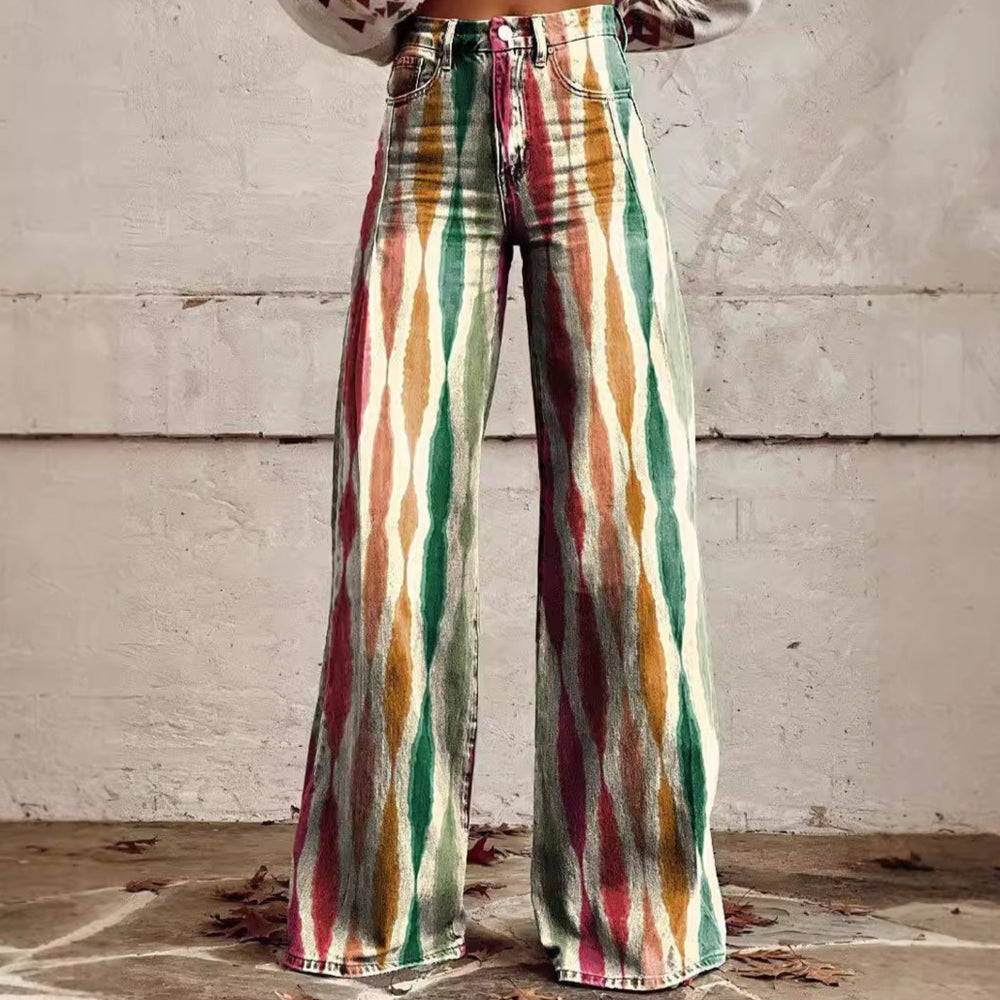 New 3D Thermal Transfer Speaker Simulation Denim Trousers Loose Pants All-matching 