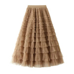 Cake Skirt Women's White Gauze long Layered tulle Skirt - EX-STOCK CANADA