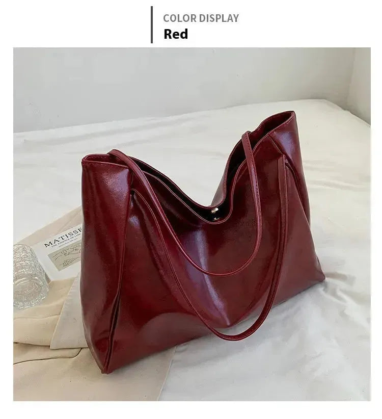 Women's Large Capacity Fashion Cattlehide Leather Shoulder Handbag - EX-STOCK CANADA
