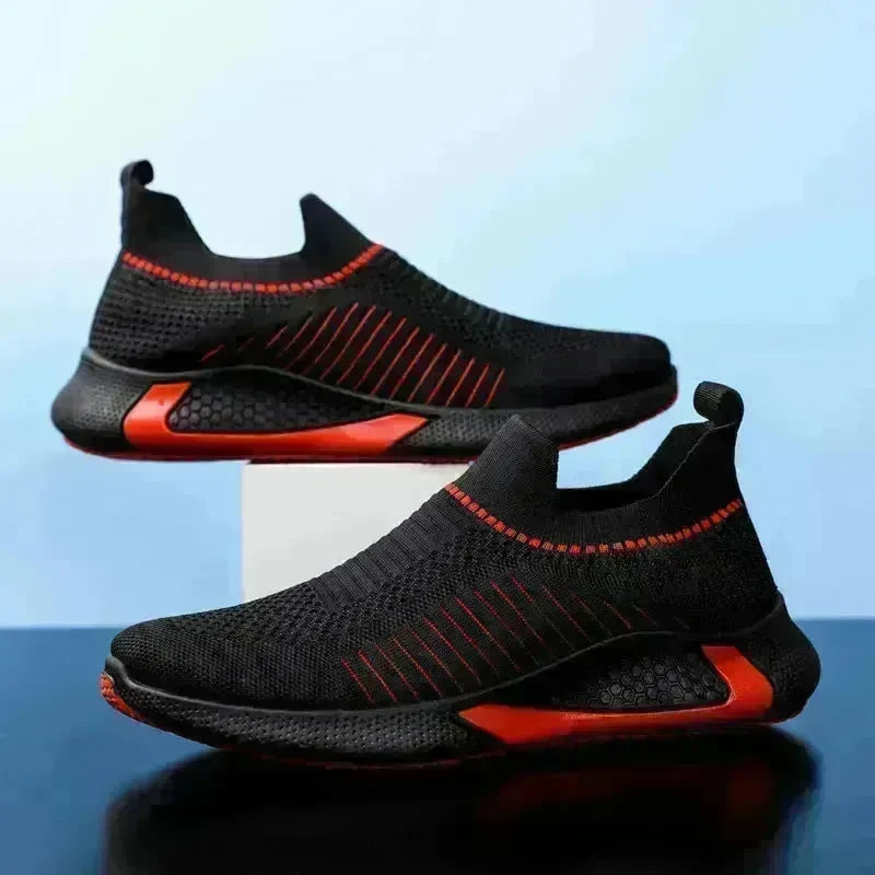 Fashion Mesh Sock Shoes With Striped Design Men Outdoor Breathable Slip-on Sneakers Casual Lightweight Running Sports Shoes - EX-STOCK CANADA