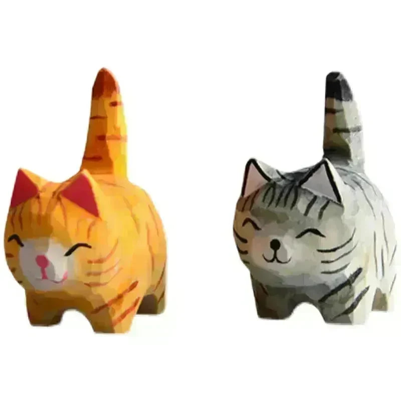 Creative Decorative Hand carved wooden Cat Trinkets Ornaments - EX-STOCK CANADA