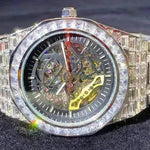 Hip Hop Full Square Diamond Luminous Hollow Mechanical Watch