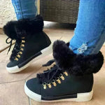 Lace-up Boots Cute Thick Sole Heighten Non Slip Snow Shoes Fall Winter Keep Warm Plush Lined Furry Ankle Boots Outdoor Walking Flat Shoes - EX-STOCK CANADA