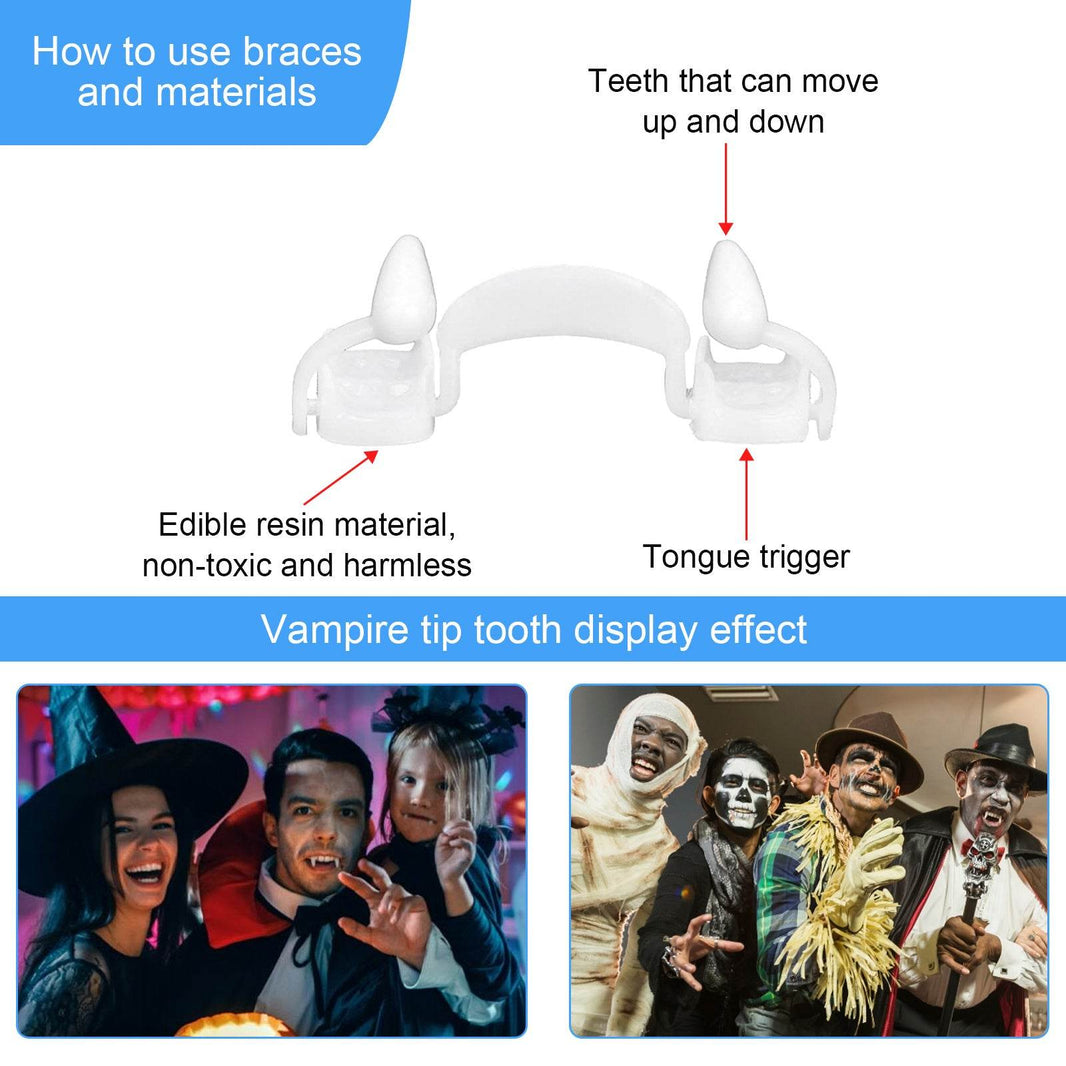 Retractable Vampire Fangs Party Dance Fangs Spoof Teeth Halloween Costume EX-STOCK