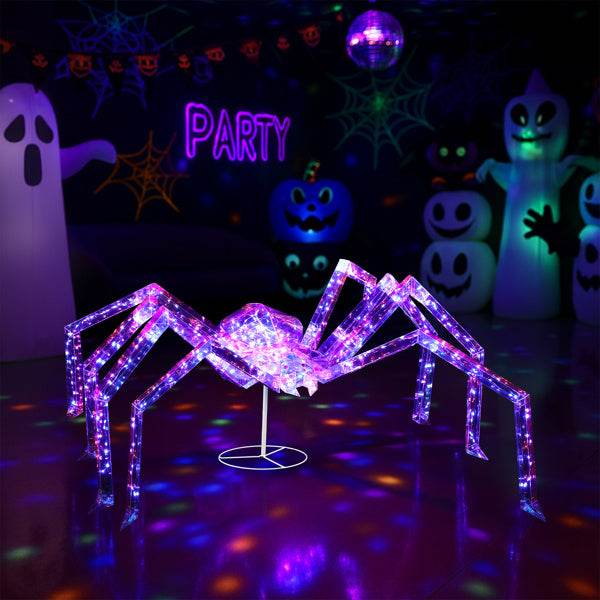 3ft Prism Spider, Illusion, 340 Purple Copper Wire Light, 4.5V 3.6W Halloween Standing Decoration US Specification EX-STOCK