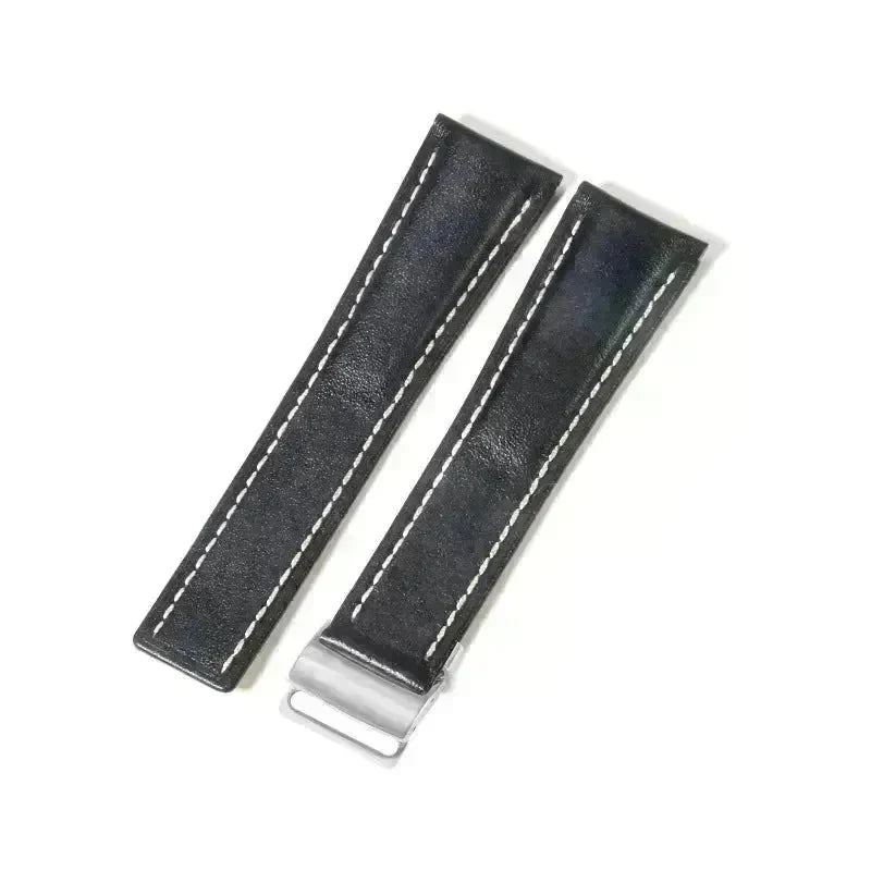 22mm 24mm Black Brown Blue Bamboo Grain Cowhide Watch Strap - EX-STOCK CANADA