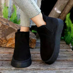 Botas de nieve de invierno moda zapatos de algodón plano de lana gruesa
