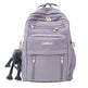 Purple backpack with visible brand logo on a white background