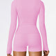 Women's Four Seasons Sports Suit, Women's Long Sleeve Round Neck Sports T-shirt And High Waist Tight Shorts Yoga Suit. EX-STOCK