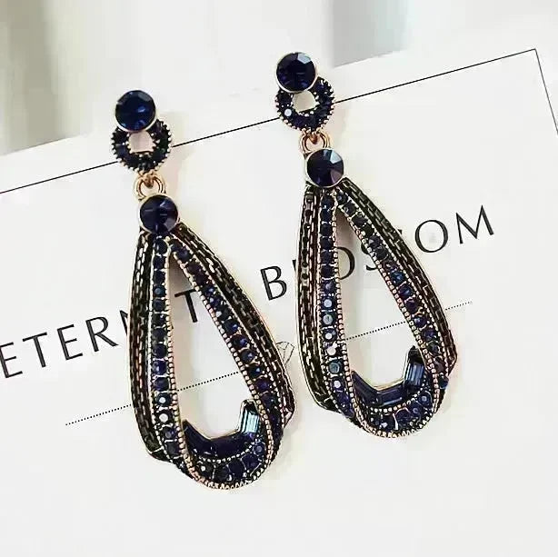 Retro Diamond Irregular Drop Silver Stud Earrings - EX-STOCK CANADA