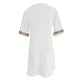 Women's Chic Guipure Lace V-Neck Tunic Dress Knee-Length, Hollow Detail,All-Season Dress EX-STOCK