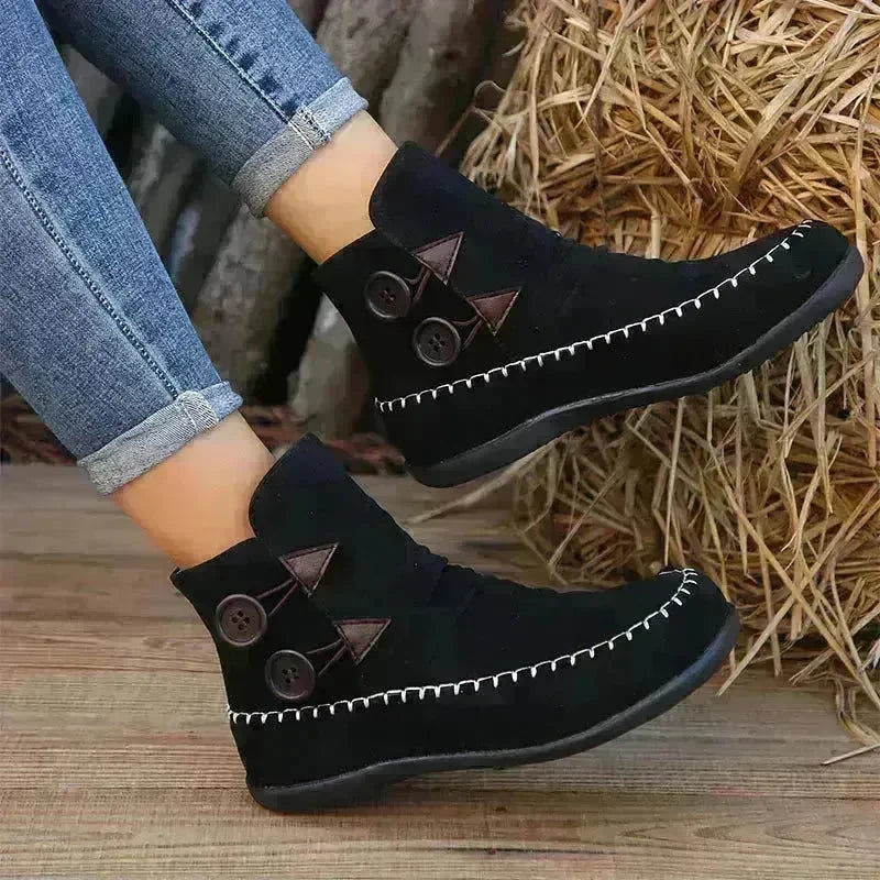 Button Design Ankle Boots For Women Autumn And Winter - EX-STOCK CANADA