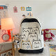 Korean Kawaii Cat School Backpack – Embroidered Nylon Bag, blk
