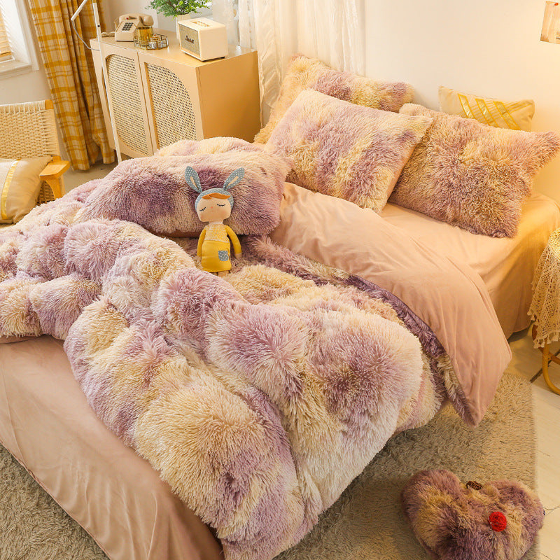 Mink Velvet Four Piece Set Long Plush Crystal Velvet Duvet Cover EX-STOCK Canada 
