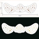 Mustache-shaped nail art stencils with gold stars on a white background