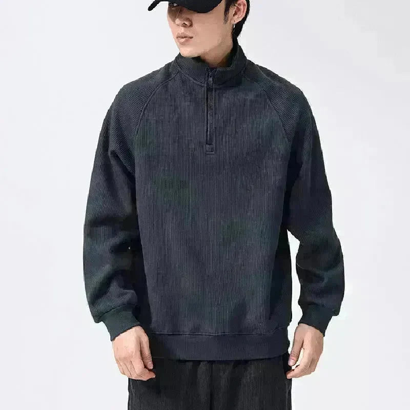 Autumn Winter half zip Stand-collar Fleece Sweatshirt Pullover tops for men - EX-STOCK CANADA
