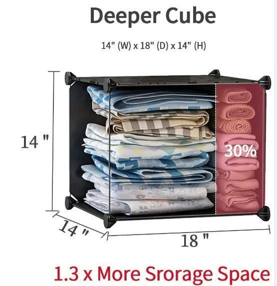 8 Cube Organizer Stackable Plastic Cube Storage Shelves Design Multifunctional Modular Closet Cabinet With Hanging Rod RT EX-STOCK