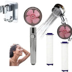 Propeller Driven Shower Head With Stop Button And Cotton Filter Turbocharged High Pressure Handheld Shower Nozzle - EX-STOCK CANADA