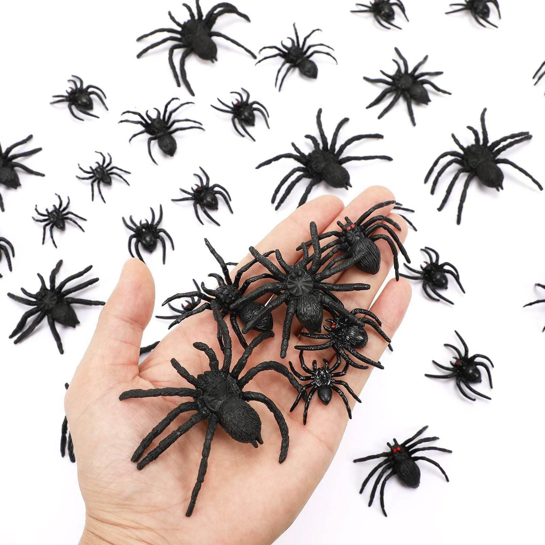 Plastic Spiders, 40 PCS Black Realistic Plastic Fake Scary Spiders Halloween Prank Props Halloween Spider Large And Small Fake Spider-Cannot Be Listed On Amazon Platform EX-STOCK