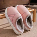Solid Striped Home Slippers Winter Warm Fleece Shoes Men Indoor Bedroom Floor Plush Slippers For Women Couple - EX-STOCK CANADA