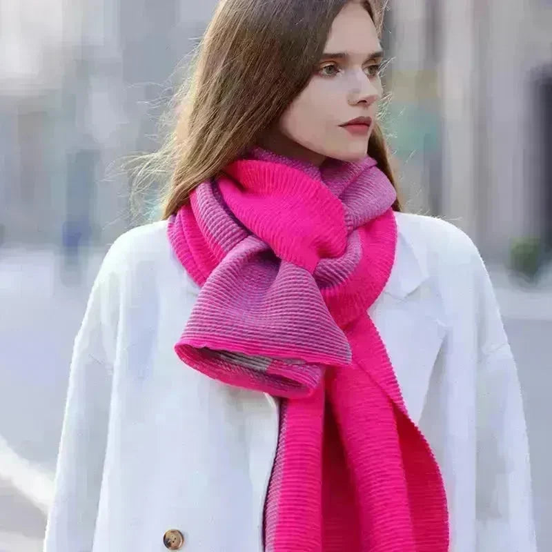 Gradient Mixed-color Scarf Winter Double-sided Wrinkled Imitation Cashmere Scarf Popular Versatile And Elegant Shawl For Women - EX-STOCK CANADA
