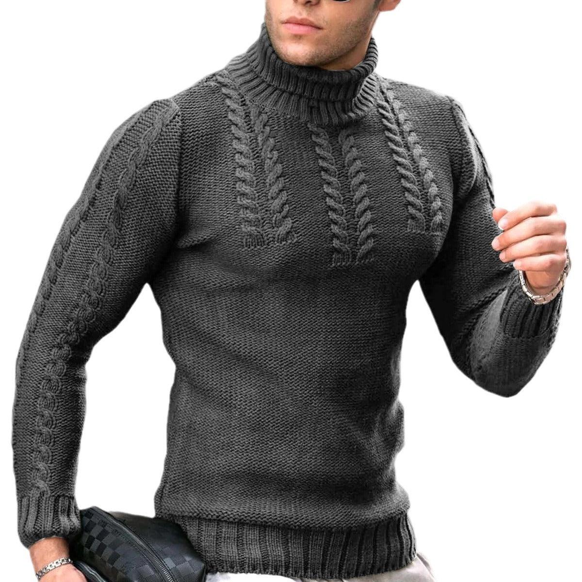 Men's Turtleneck Twisted Long-sleeved Sweater Thermal Head Cover |