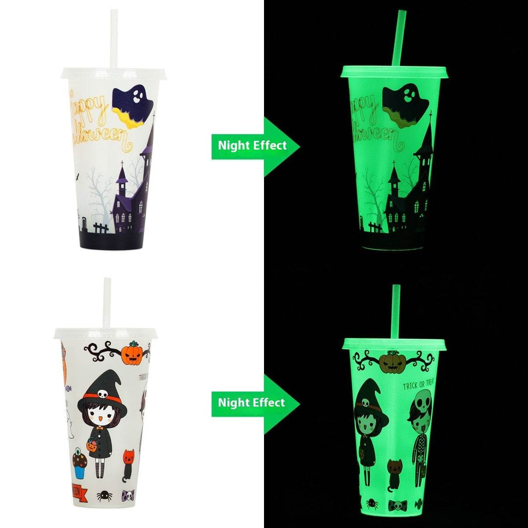 720ml Plastic Sippy Cup Halloween Luminous Straw Cup EX-STOCK