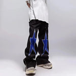 Five-pointed Star Embroidery Denim Horn Loose Straight Casual All-match Mop Jeans Baggy Trousers Men - EX-STOCK CANADA