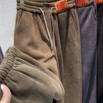 Fleece-lined Thick Track sweat Pants Medium Large Children fall Winter Warm And Loose Leisure One Lambswool Outer Wear Trousers