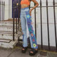 Women's Fashion Pattern Colorblock Bootcut Jeans - EX-STOCK CANADA