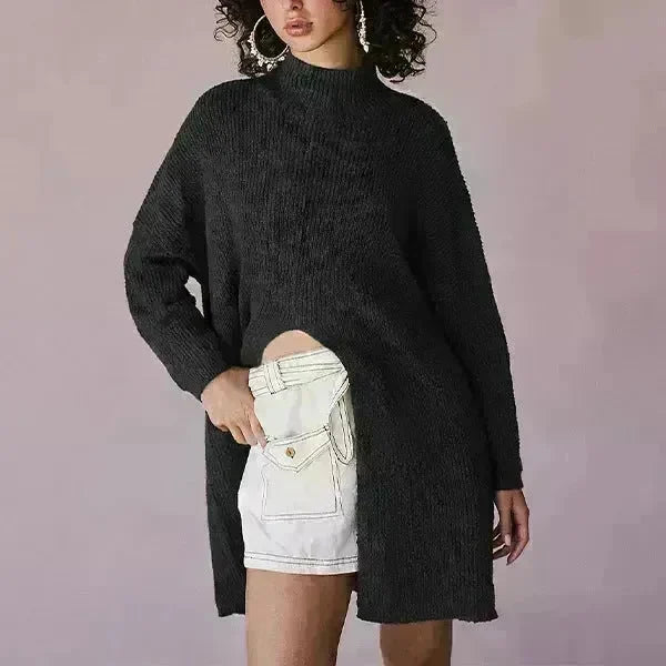 Stylish Cashmere Pullover Front Split Winter Tunic tops for Women - EX-STOCK CANADA