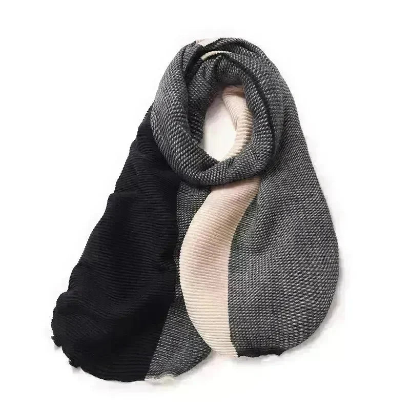 Gradient Mixed-color Scarf Winter Double-sided Wrinkled Imitation Cashmere Scarf Popular Versatile And Elegant Shawl For Women - EX-STOCK CANADA