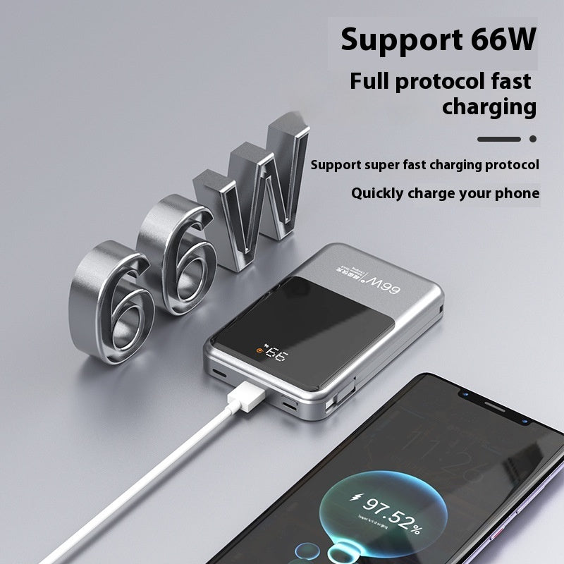 66W fast charging device with smartphone on a gray background