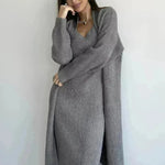 Mujeres 2 piezas Conjunto de invierno Conjunto de vestimenta de vestimenta larga Cardigan larga chaqueta