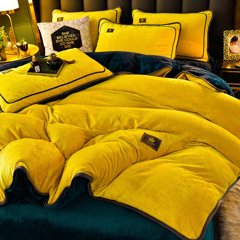 Thickened Winter Coral Flannel Bedding Kit Double Sided Plus Duvet Cover EX-STOCK Canada 