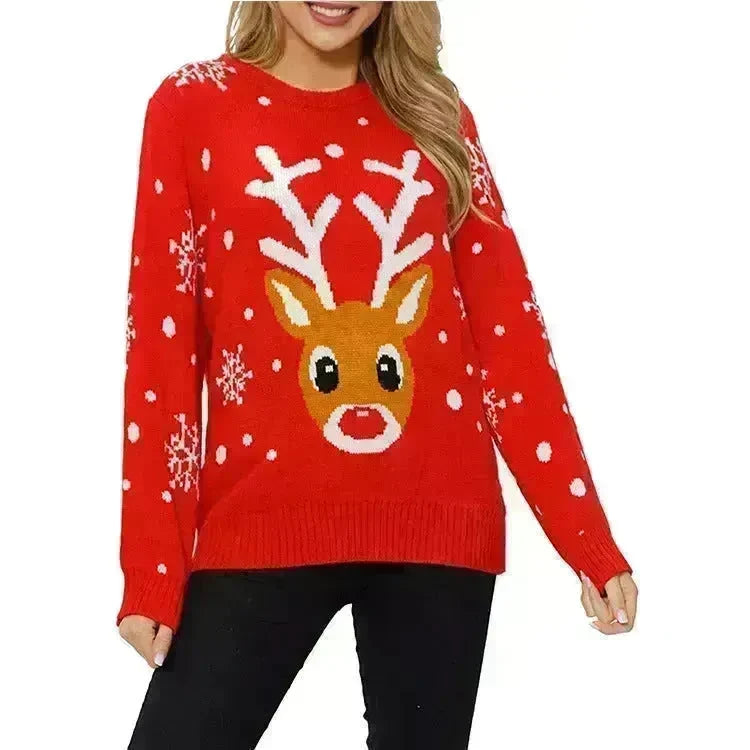Christmas Reindeer Jacquard Knitted Sweater - EX-STOCK CANADA