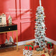 5ft Snow-Flocked Artificial Christmas Tree, Slim Pencil Xmas Tree With 301 Realistic Branches, Metal Base, Green EX-STOCK Canada 