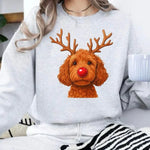 Women's Creative Round-neck Christmas Reindeer Dog Sweatshirt EX-STOCK Canada 