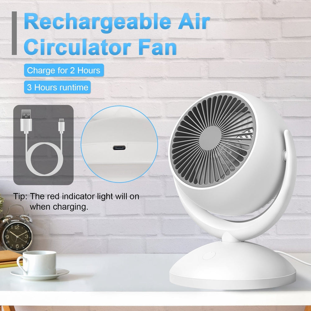 Air Circulator Desk Fan Portable Desktop Rechargeable Oscillating Fan With 4 Speeds 360 Degree Tilt Head Automatic Rotation Quiet 40dB Table Fan For Home Office Bedroom EX-STOCK