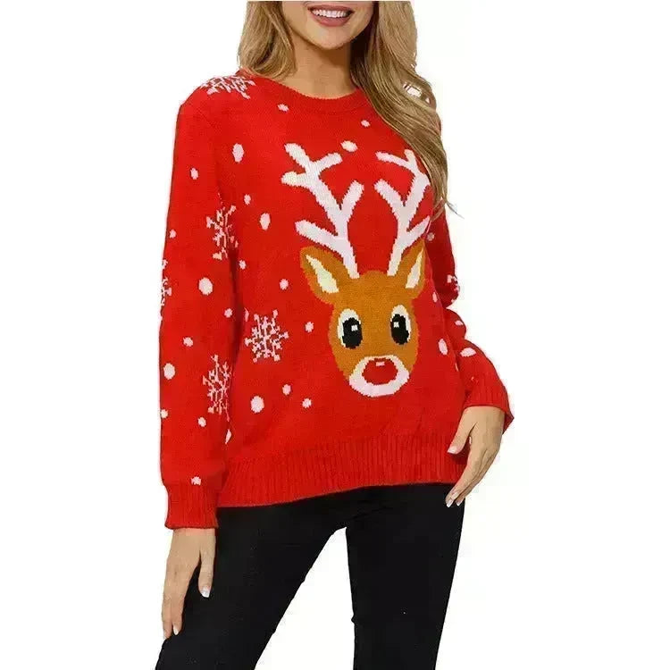 Christmas Reindeer Jacquard Knitted Sweater - EX-STOCK CANADA