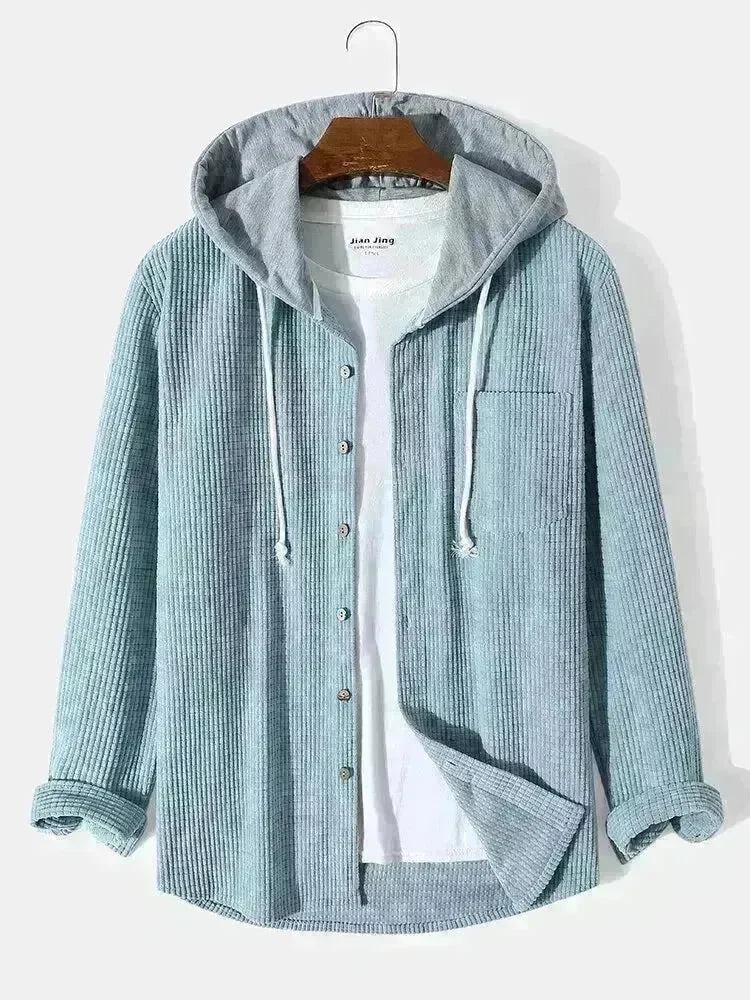 Men's Autumn And Button down Waffle Hoodie Cardigan - EX-STOCK CANADA