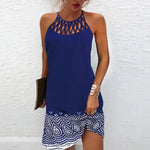 Fashion Print Dress Casual Halterneck Dresses For Women Summer Clothes - EX-STOCK CANADA