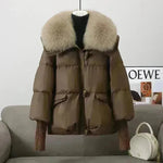 Women Cotton-padded Down Jacket Fur Collar Thick Puffer Winter Coat - EX-STOCK CANADA