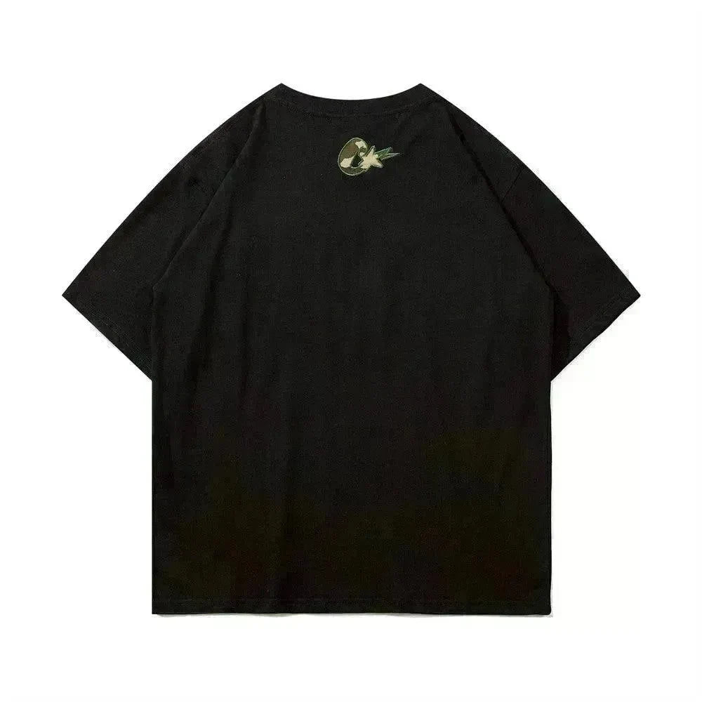 Camouflage Paste Cloth Embroidery Lettered Casual T-shirt - EX-STOCK CANADA
