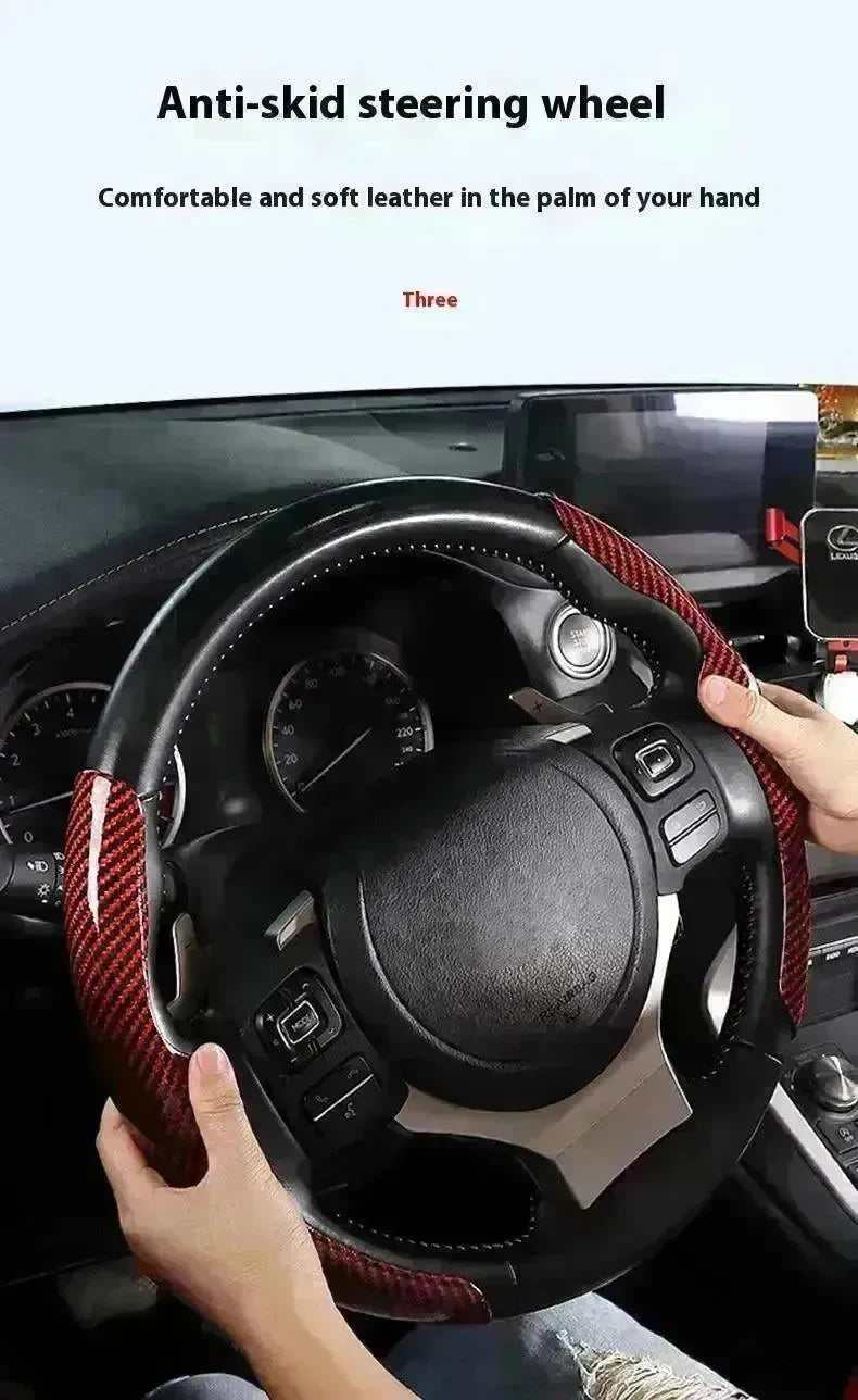 Car Carbon Fiber Pattern Glossy Car Steering Wheel Cover - EX-STOCK CANADA